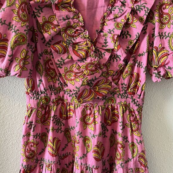 Rahi Mini Dress Sz XS Amber Dress Floral Print Puff Sleeve Ruffle Romantic Boho - Picture 6 of 16
